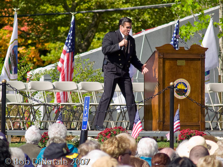 Dan Clark, “Trooper Dan” entertains at dedication