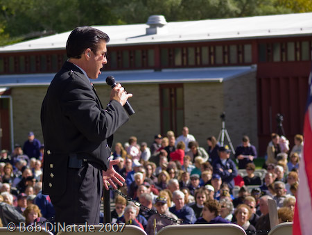 Dan Clark, “Trooper Dan” entertains at dedication