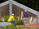 Mayor McGlynn and workers prepare for Memorial dedication