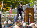 Dan Clark, “Trooper Dan” entertains at dedication